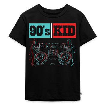 90s Kid Nineties Decade 1990 Vintage 90s Party - Kids Premium Organic T-Shirt - black - Front - Mikhail (115cm)