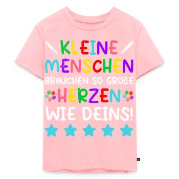Kleine Menschen brauchen große Herzen Kindergarten - Kinder Premium Bio T-Shirt - Rosa - Vorne - AI Model Kid Female (0cm)