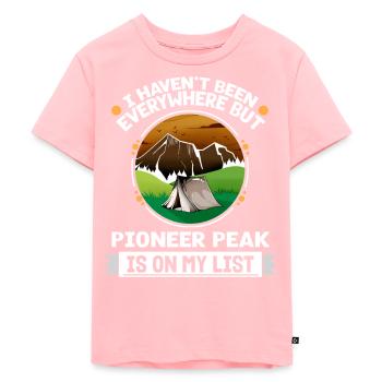 Pioneer Peak Is On My List Hiking Camping Hiker - Kinder Premium Bio T-Shirt - Rosa - Vorne - AI Model Kid Female (0cm)