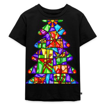 Weihnachten Weihnachtsbaum Aus Geschenken - Kinder Premium Bio T-Shirt - Schwarz - Vorne - Mikhail (115cm)