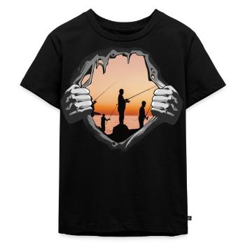 Angler Gift Idea Hobby Fishing - Kids Premium Organic T-Shirt - black - Front - Mikhail (115cm)