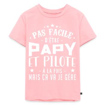 Papy Pilote | Fête des pères - T-shirt Premium bio Enfant - rose - Devant - AI Model Kid Female (0cm)
