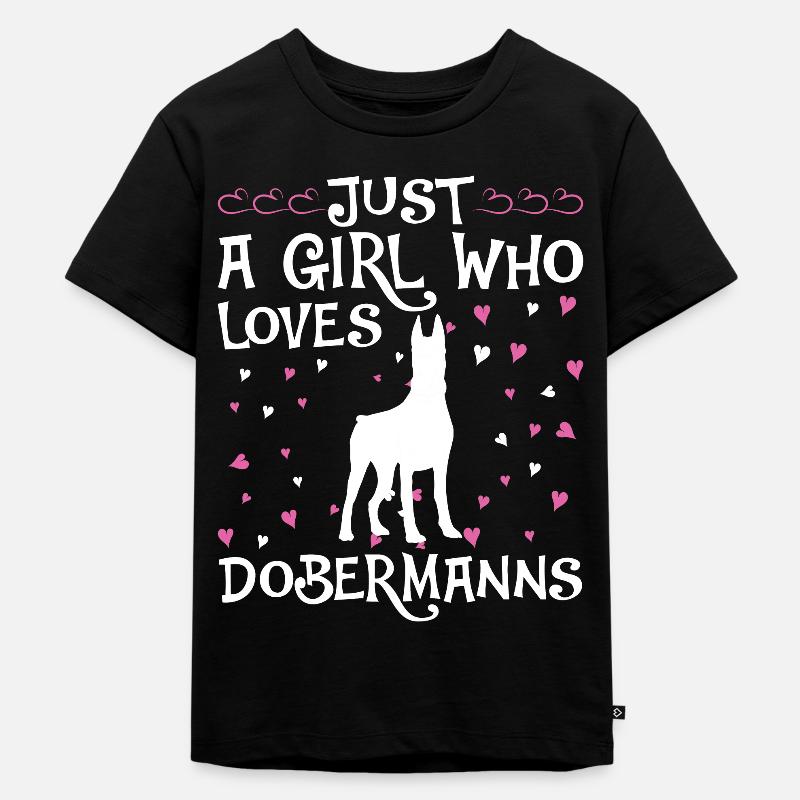 Dobermann Hund Dog Hundehalter - Kinder Premium Bio T-Shirt - Schwarz