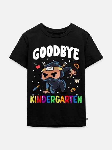 Goodbye Kindergarten Ninja Einschulung Schule - Kinder Premium Bio T-Shirt - Schwarz