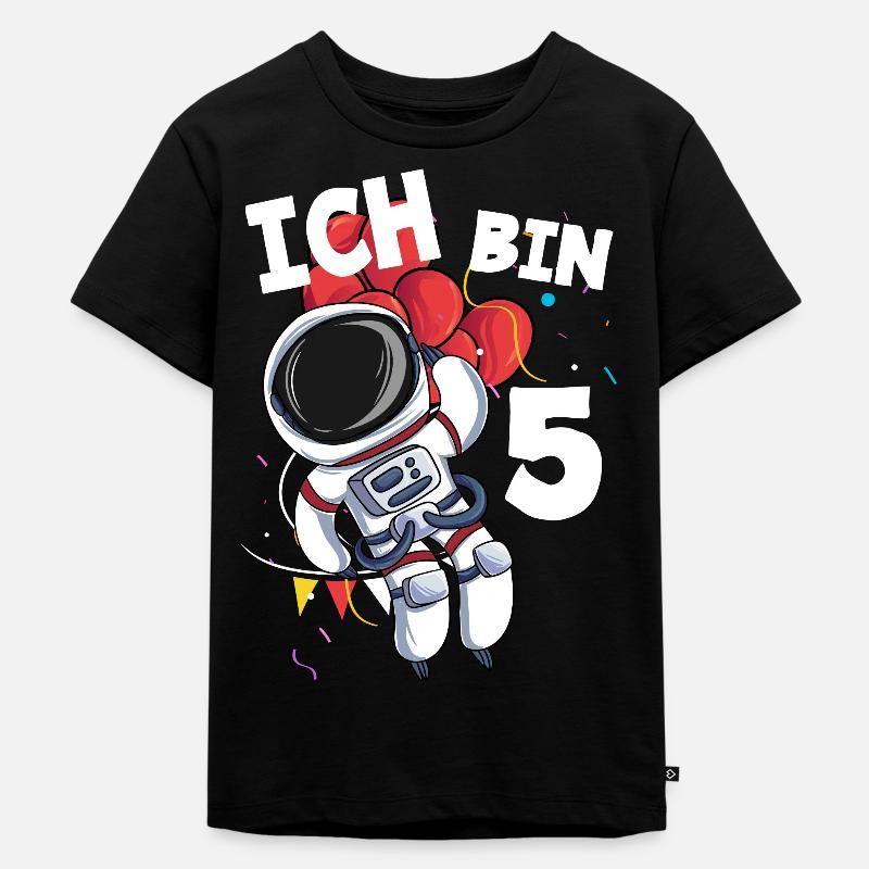 Ich bin 5 Jahre Astronaut 5. Geburtstag - Kinder Premium Bio T-Shirt - Schwarz
