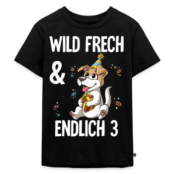 3. Geburtstag Hund Wild Frech Und Endlich 3 Jahre - Kinder Premium Bio T-Shirt - Schwarz - Vorne - Mikhail (115cm)