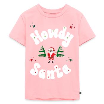 Howdy Santa Weihnachtsoutfit - Kinder Premium Bio T-Shirt - Rosa - Vorne - AI Model Kid Female (0cm)
