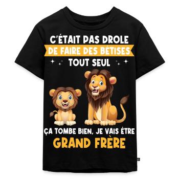 Enfant Annonce grossesse humour futur grand frère - T-shirt Premium bio Enfant - noir - Devant - Mikhail (115cm)