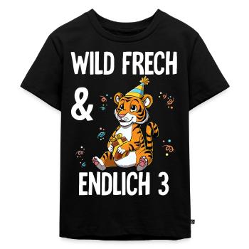 3. Geburtstag Tiger Wild Frech Und Endlich 3 Jahre - Kinder Premium Bio T-Shirt - Schwarz - Vorne - Mikhail (115cm)