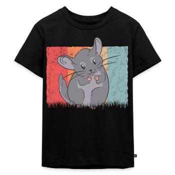 Chinchilla Retro Wollmaus Vintage - Kinder Premium Bio T-Shirt - Schwarz - Vorne - Mikhail (115cm)