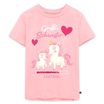 Große Schwester Loading Einhorn Luftballon - Kinder Premium Bio T-Shirt - Rosa - Vorne - AI Model Kid Female (0cm)