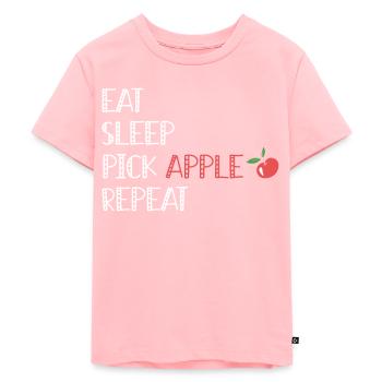 Essen Sie Schlaf Pflücken Sie Apfel Wiederholen - Kinder Premium Bio T-Shirt - Rosa - Vorne - AI Model Kid Female (0cm)