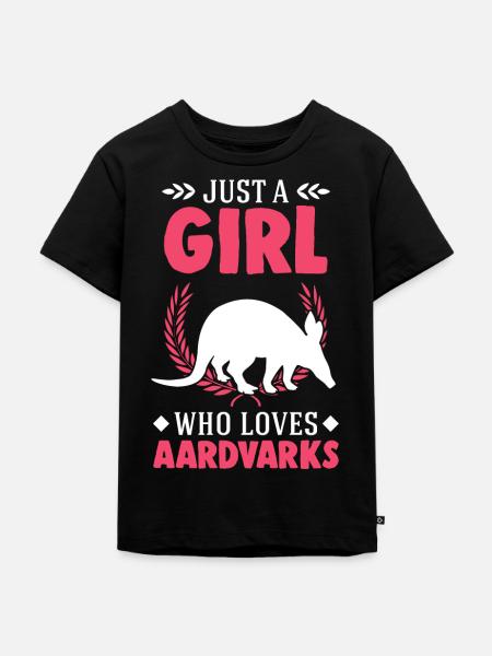 Erdferkel Mädchen Aardvark - Kinder Premium Bio T-Shirt - Schwarz