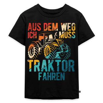 Traktor Ackerbauer Bauernhof Landmaschinen Landwir - Kinder Premium Bio T-Shirt - Schwarz - Vorne - Mikhail (115cm)