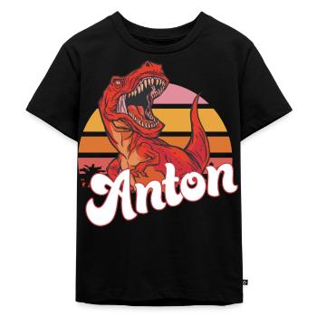 ANTON - Beau prénom de garçon avec T-REX Dino - T-shirt Premium bio Enfant - noir - Devant - Mikhail (115cm)