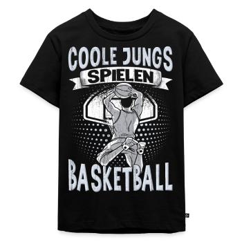 Basketball Training Trikot Coole Jungs Spielen - Kinder Premium Bio T-Shirt - Schwarz - Vorne - Mikhail (115cm)