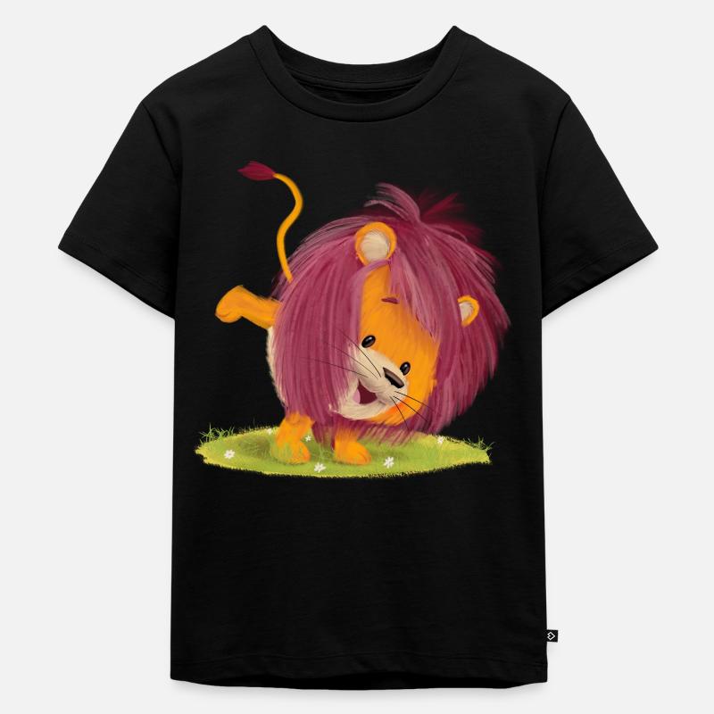 Lio Löwe - Kinder Premium Bio T-Shirt - Schwarz