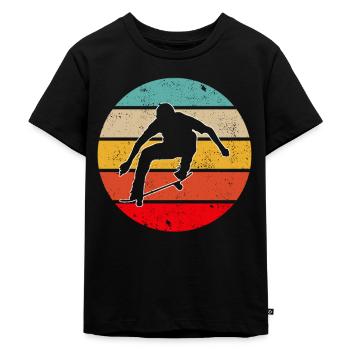 Skaten Retro - Kinder Premium Bio T-Shirt - Schwarz - Vorne - Mikhail (115cm)
