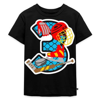Eishockey 3. Geburtstagsparty Nummer 3 - 3 Jahre - Kinder Premium Bio T-Shirt - Schwarz - Vorne - Mikhail (115cm)