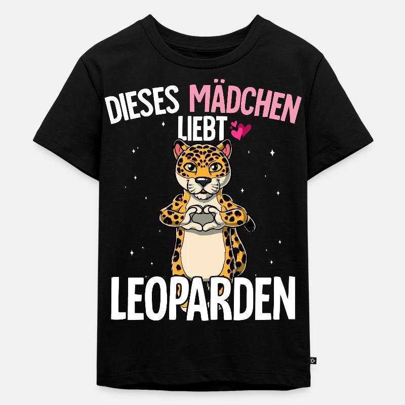 Leopard Mädchen - Kinder Premium Bio T-Shirt - Schwarz