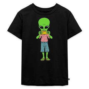 Alien Taco T-shirt Design Aliens UFO Unidentified - Kinder Premium Bio T-Shirt - Schwarz - Vorne - Mikhail (115cm)