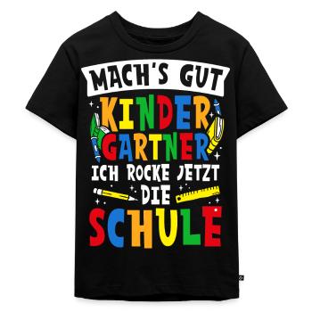 Schulkind Bye Bye Kindergarten Schule Spruch Schul - Kinder Premium Bio T-Shirt - Schwarz - Vorne - Mikhail (115cm)