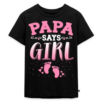 Papa dit que le sexe des filles révèle le nouveau-né - T-shirt Premium bio Enfant - noir - Devant - Mikhail (115cm)