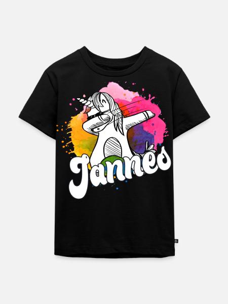 JANNES - Vackert pojknamn med cool enhörning - Ekologisk premium-T-shirt barn - svart