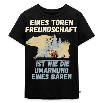 Umarmung eines Bären - Kinder Premium Bio T-Shirt - Schwarz - Vorne - Mikhail (115cm)