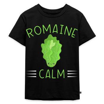Vegetarian Pun Joke - Romaine Calm Salad - Kids Premium Organic T-Shirt - black - Front - Mikhail (115cm)