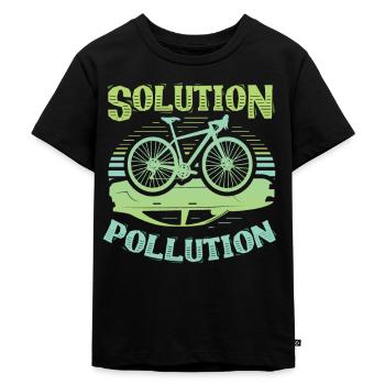 Polution Solution Environmental Protection Cycling - Kids Premium Organic T-Shirt - black - Front - Mikhail (115cm)