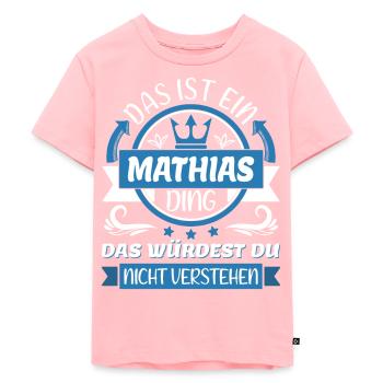 Mathias Name Vorname Namenstag Namensgeschenk - Kinder Premium Bio T-Shirt - Rosa - Vorne - AI Model Kid Female (0cm)