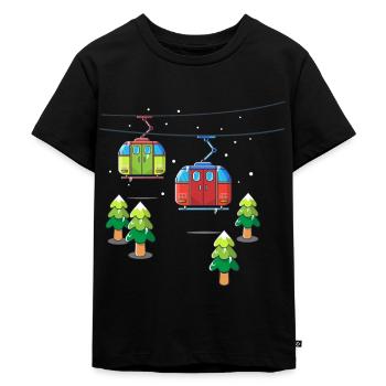 Seilbahn Bergbahn für Kinder Gondelbahn - Kinder Premium Bio T-Shirt - Schwarz - Vorne - Mikhail (115cm)