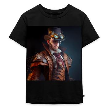 Steampunk Sci-Fi character - Kinder Premium Bio T-Shirt - Schwarz - Vorne - Mikhail (115cm)