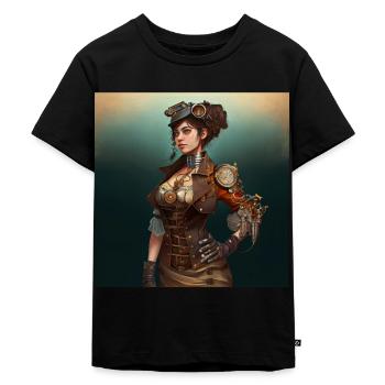 Steampunk Sci-Fi character - Kinder Premium Bio T-Shirt - Schwarz - Vorne - Mikhail (115cm)