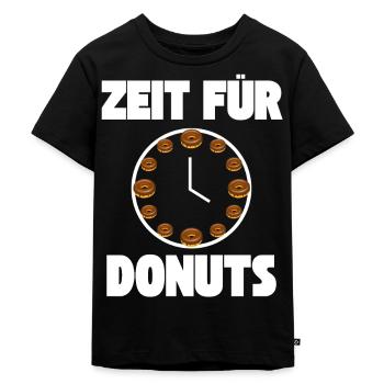 Zeit für Donuts Gebäck Uhr - Kinder Premium Bio T-Shirt - Schwarz - Vorne - Mikhail (115cm)
