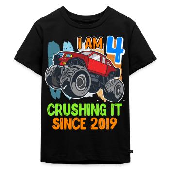 4. Geburtstag Junge 4 Jahre - Kinder Premium Bio T-Shirt - Schwarz - Vorne - Mikhail (115cm)