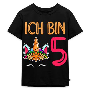 5. Geburtstag Mädchen 5 Jahre - Kinder Premium Bio T-Shirt - Schwarz - Vorne - Mikhail (115cm)
