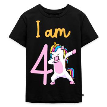 4. Geburtstag Mädchen 4 Jahre - Kinder Premium Bio T-Shirt - Schwarz - Vorne - Mikhail (115cm)