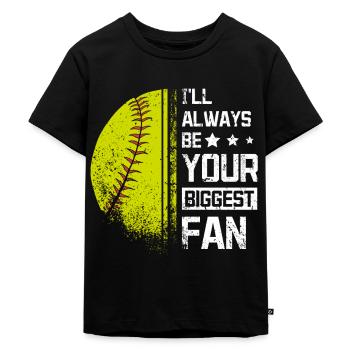 I'll always be your biggest fan softball fan - Kinder Premium Bio T-Shirt - Schwarz - Vorne - Mikhail (115cm)