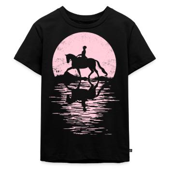 Pferd Reiter Outfit für Mädchen die Pferde lieben - Kinder Premium Bio T-Shirt - Schwarz - Vorne - Mikhail (115cm)