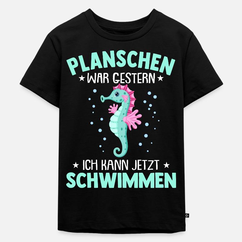 Seepferdchen Abzeichen Seepferdchen bestanden - Kinder Premium Bio T-Shirt - Schwarz