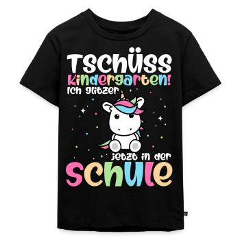 Erste Klasse Geschenk Konfetti Schulkind Einhorn G - Kinder Premium Bio T-Shirt - Schwarz - Vorne - Mikhail (115cm)