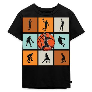 Basketball Basketballer - Kinder Premium Bio T-Shirt - Schwarz - Vorne - Mikhail (115cm)