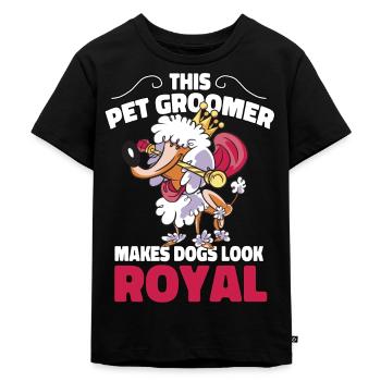 Drôle de chien toilettage Caniche Chien Dessin animé - T-shirt Premium bio Enfant - noir - Devant - Mikhail (115cm)