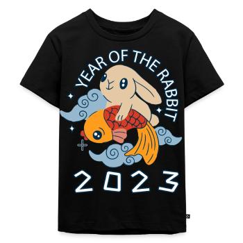 Joyeux Nouvel An Chinois Lapin 2023 - T-shirt Premium bio Enfant - noir - Devant - Mikhail (115cm)