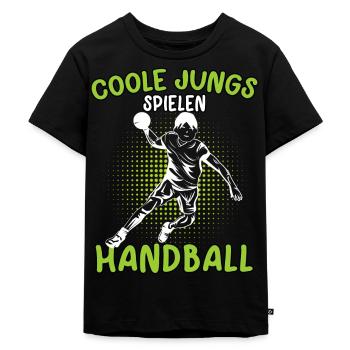Coole Jungs spielen Handball Handballer - Kinder Premium Bio T-Shirt - Schwarz - Vorne - Mikhail (115cm)
