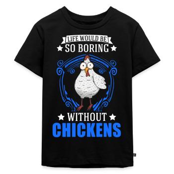 Poulets Élevage de poulets Éleveur de poulet - T-shirt Premium bio Enfant - noir - Devant - Mikhail (115cm)