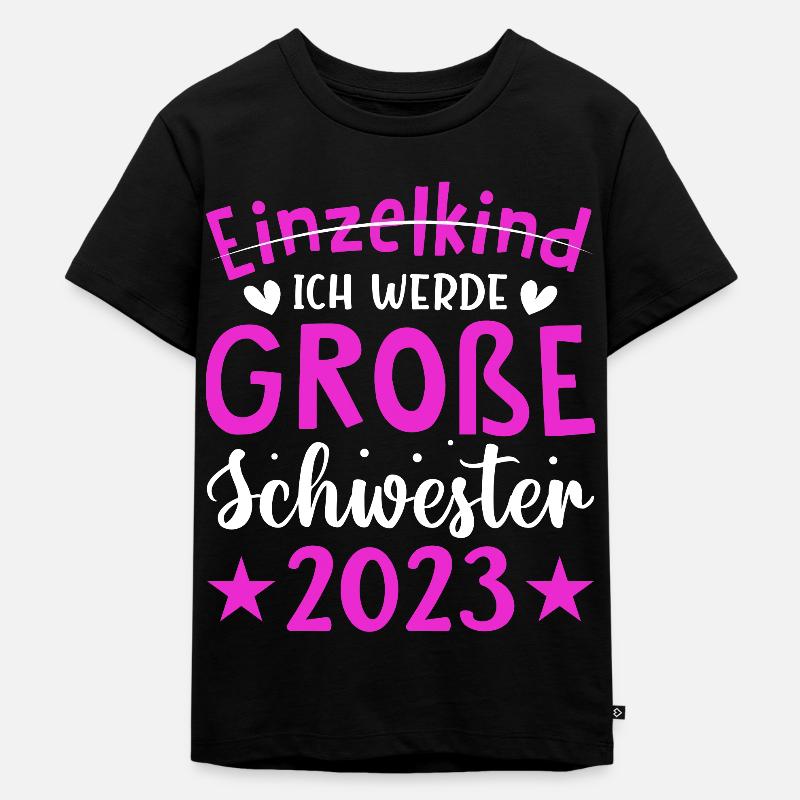 Ich Werde Große Schwester 2023 Schwangerschaft - Kinder Premium Bio T-Shirt - Schwarz