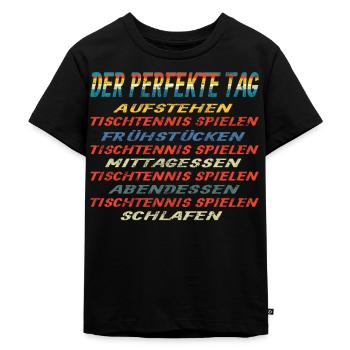 Tischtennis Zubehör Pingpong Motiv - Kinder Premium Bio T-Shirt - Schwarz - Vorne - Mikhail (115cm)